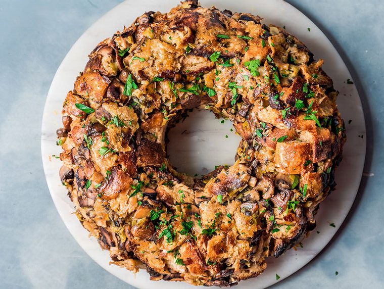 thanksgiving vegan stuffing wreath